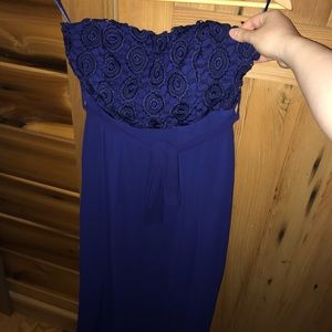 Navy strapless maxi dress